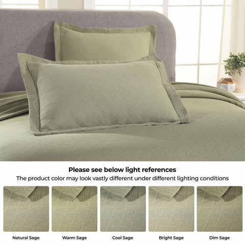 Lightweight Cotton Matelassé Bedspread Set 3-Piece Basketweave Jacquard