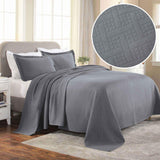 Lightweight Cotton Matelassé Bedspread Set 3-Piece Basketweave Jacquard