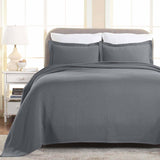 Lightweight Cotton Matelassé Bedspread Set 3-Piece Basketweave Jacquard