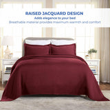 Lightweight Cotton Matelassé Bedspread Set 3-Piece Basketweave Jacquard