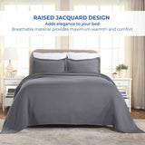 Lightweight Cotton Matelassé Bedspread Set 3-Piece Basketweave Jacquard