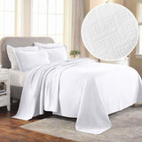 Lightweight Cotton Matelassé Bedspread Set 3-Piece Basketweave Jacquard