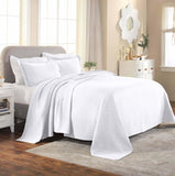 Lightweight Cotton Matelassé Bedspread Set 3-Piece Basketweave Jacquard