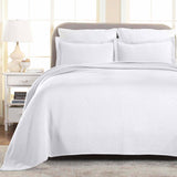 Lightweight Cotton Matelassé Bedspread Set 3-Piece Basketweave Jacquard