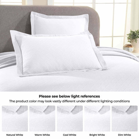 Lightweight Cotton Matelassé Bedspread Set 3-Piece Basketweave Jacquard