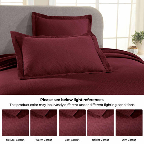 Lightweight Cotton Matelassé Bedspread Set 3-Piece Basketweave Jacquard