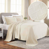 Lightweight Cotton Matelassé Bedspread Set 3-Piece Basketweave Jacquard