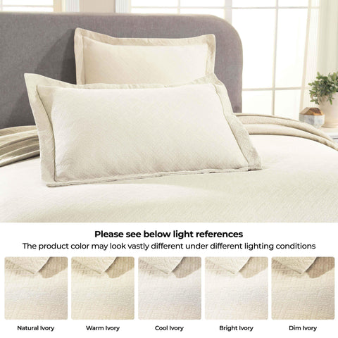 Lightweight Cotton Matelassé Bedspread Set 3-Piece Basketweave Jacquard