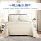 Lightweight Cotton Matelassé Bedspread Set 3-Piece Basketweave Jacquard
