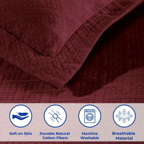 Basket Weave Matelasse Cotton Bedspread Set