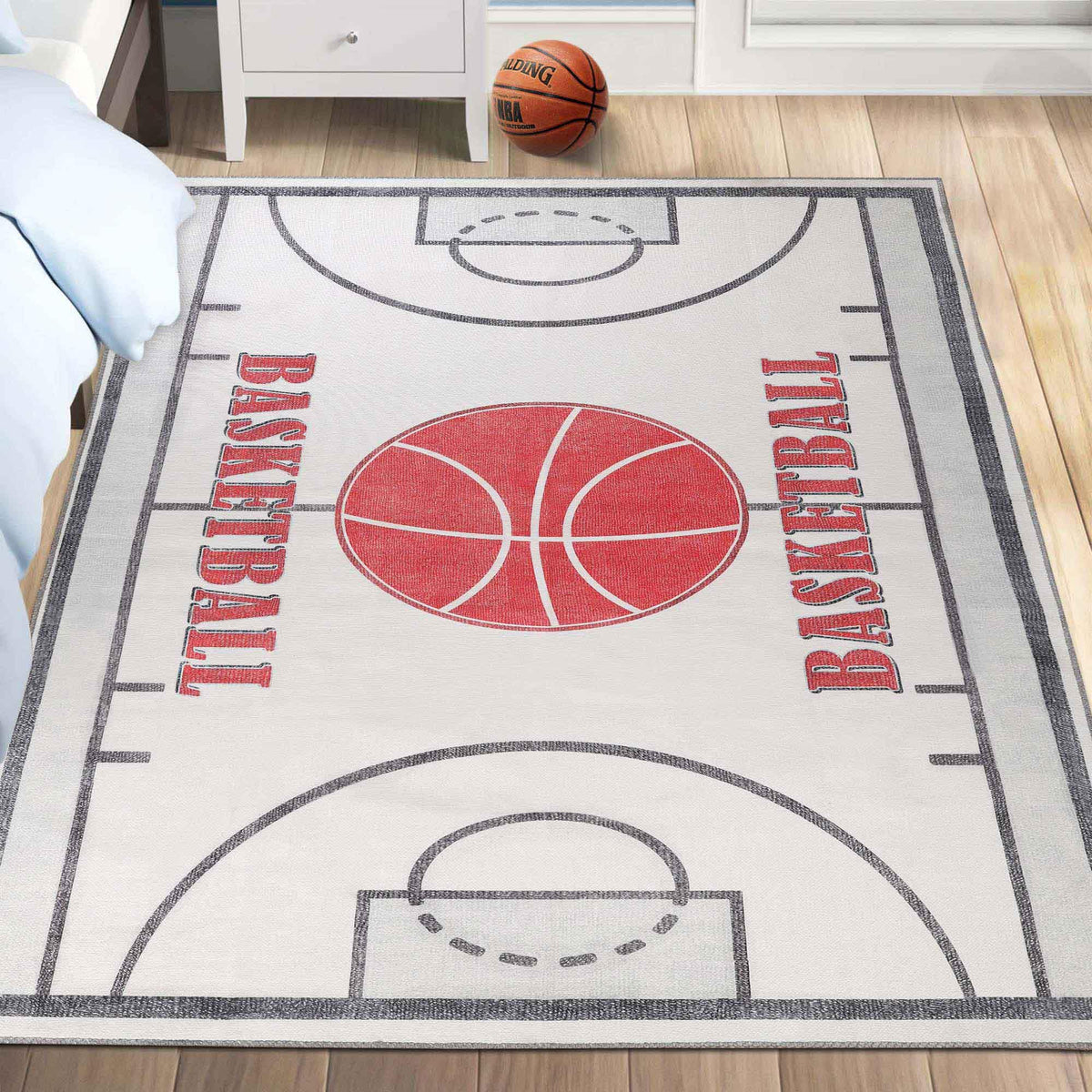 Basketball Court Non-Slip Kids Playroom Indoor Washable Area Rug