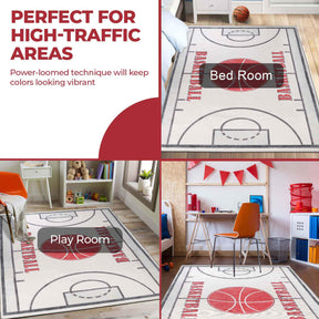 Basketball Court Non-Slip Kids Playroom Indoor Washable Area Rug