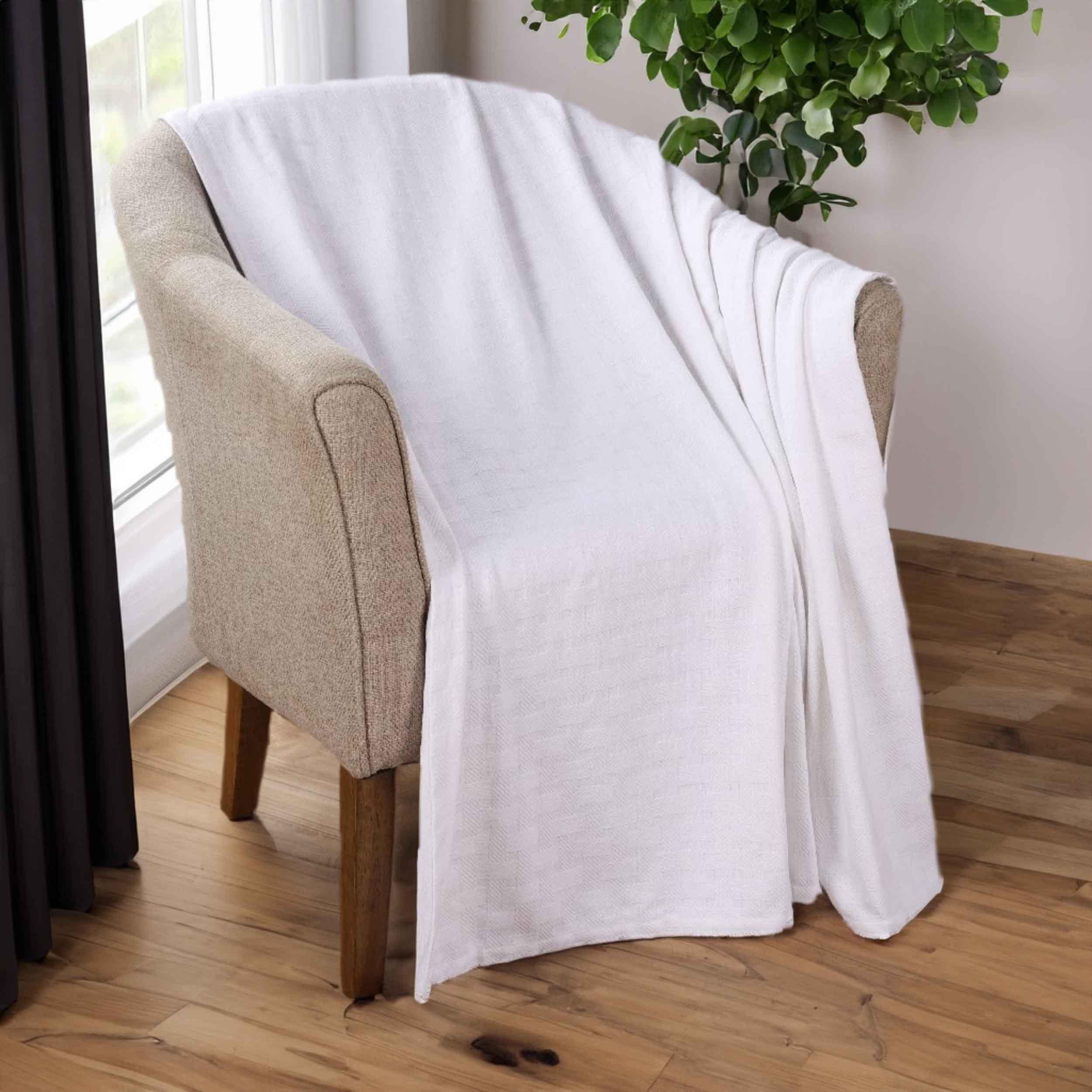 Basketweave Classic Farmhouse All-Season Cotton Blanket