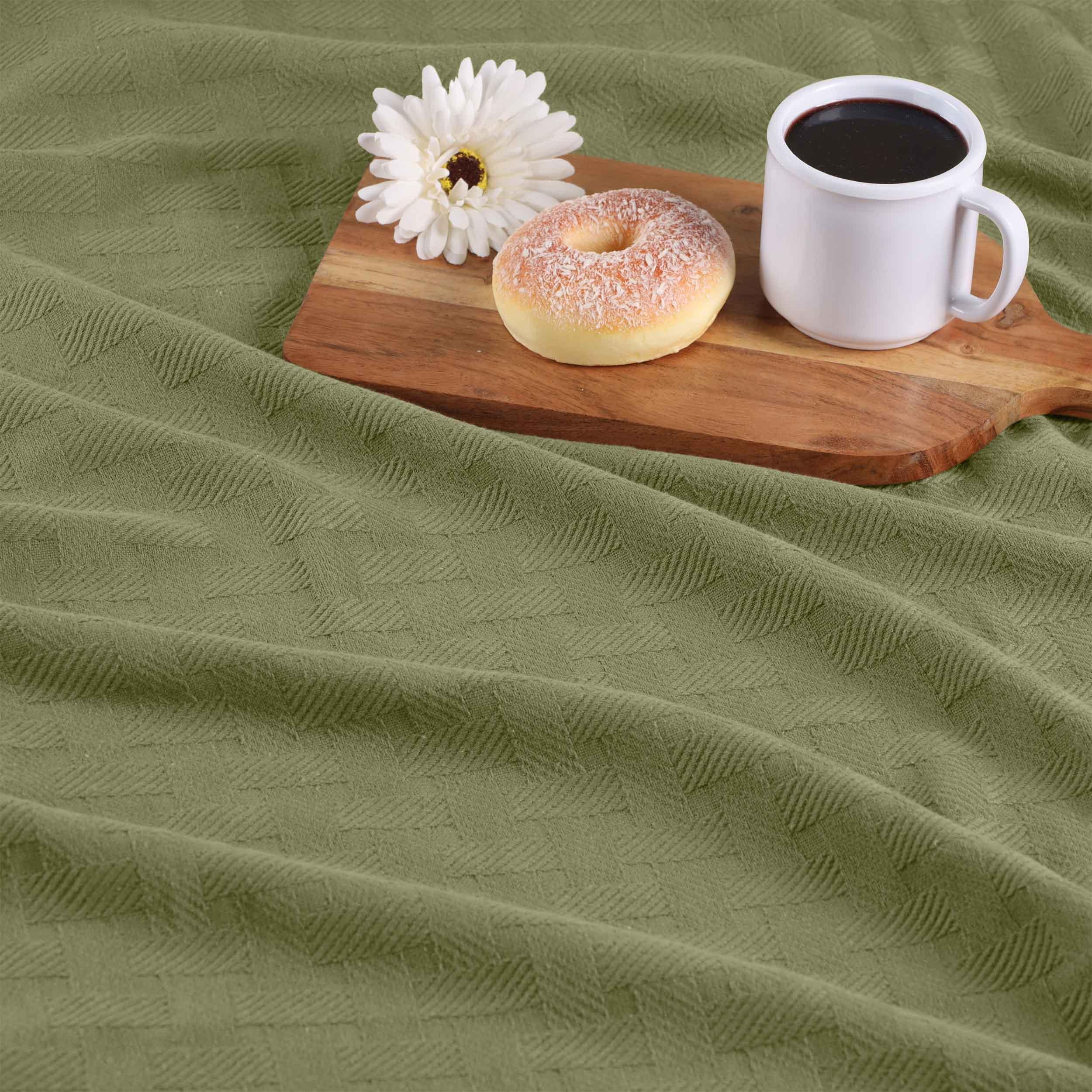 Basketweave Classic Farmhouse All-Season Cotton Blanket