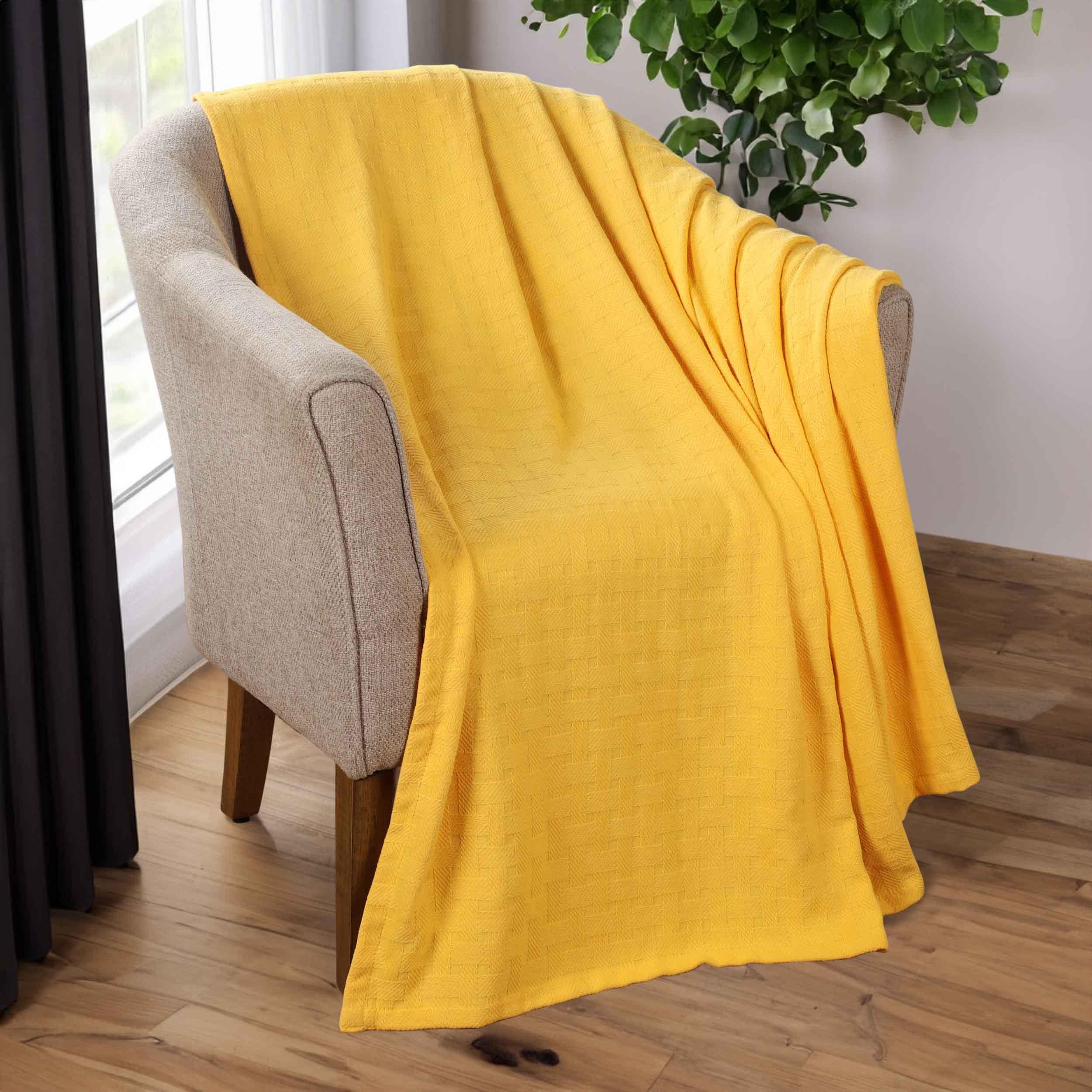 Basketweave Classic Farmhouse All-Season Cotton Blanket