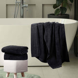 Egyptian Cotton Basketweave Jacquard and Solid Bath Towel Set of 4