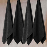 Egyptian Cotton Basketweave Jacquard and Solid Bath Towel Set of 4