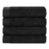 Egyptian Cotton Basketweave Jacquard and Solid Bath Towel Set of 4