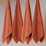 Egyptian Cotton Basketweave Jacquard and Solid Bath Towel Set of 4