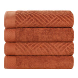 Egyptian Cotton Basketweave Jacquard and Solid Bath Towel Set of 4