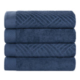 Egyptian Cotton Basketweave Jacquard and Solid Bath Towel Set of 4