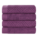 Egyptian Cotton Basketweave Jacquard and Solid Bath Towel Set of 4