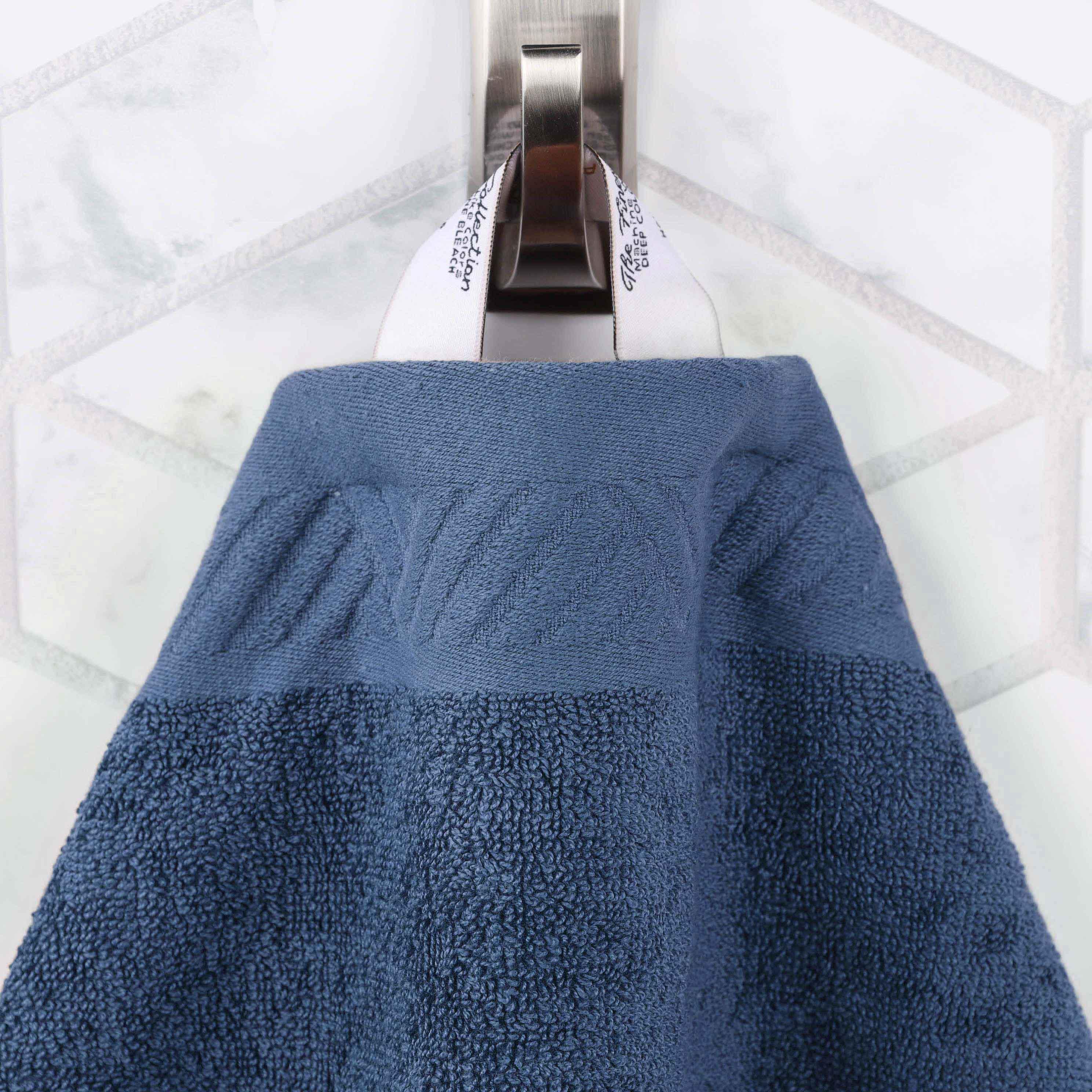 Egyptian Cotton Basketweave Jacquard and Solid Bath Towel Set of 4
