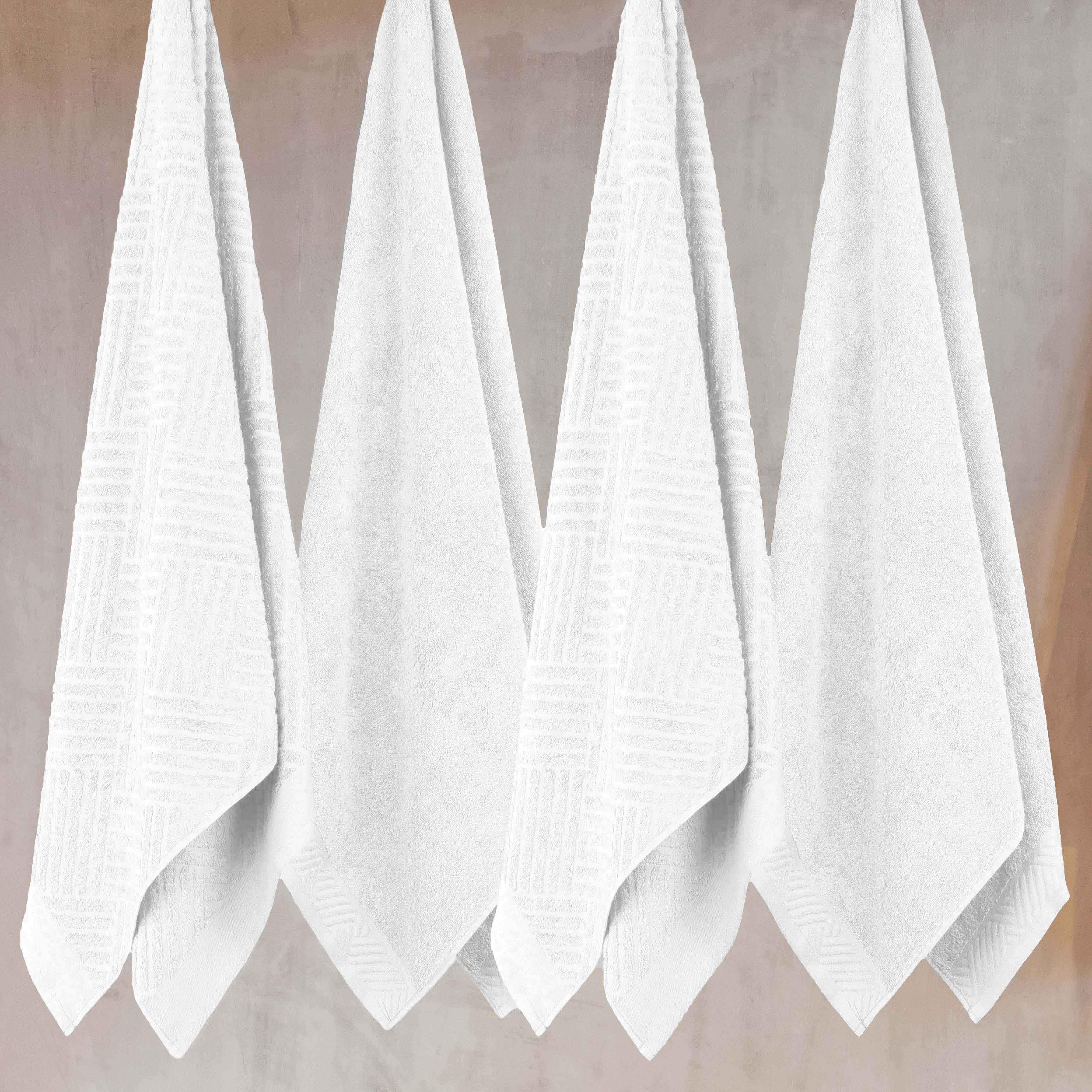 Egyptian Cotton Basketweave Jacquard and Solid Bath Towel Set of 4