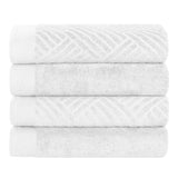 Egyptian Cotton Basketweave Jacquard and Solid Bath Towel Set of 4