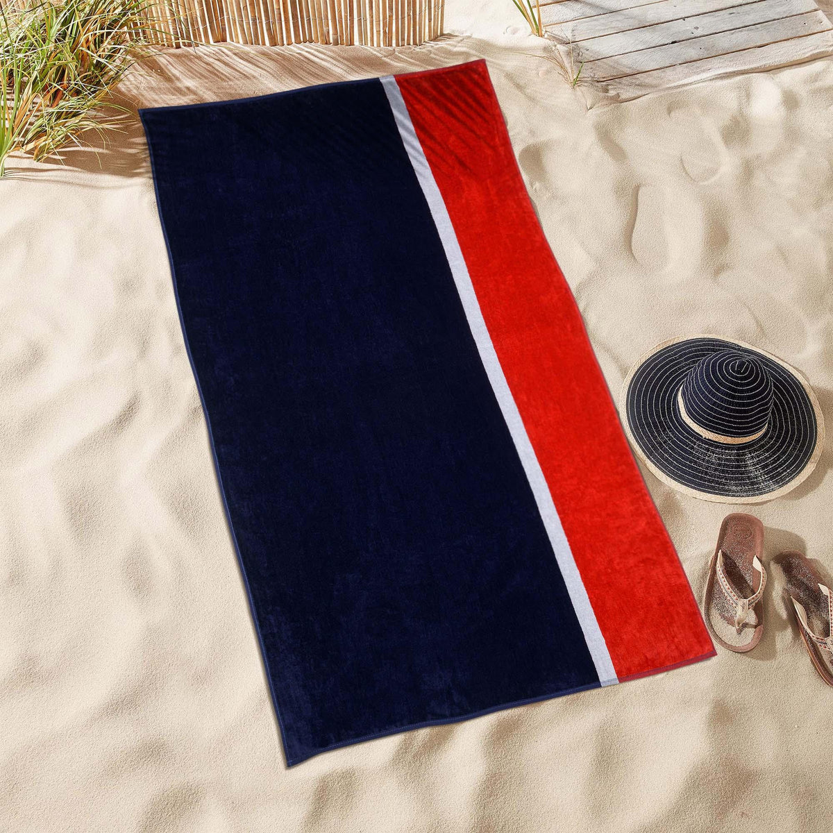 Bay Striped Oversized Absorbent Cotton Beach Towel Set of 2, 34" x 64"