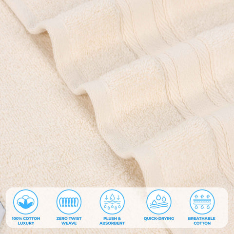 Belmont Zero Twist Cotton Medium Weight Absorbent 12 Piece Towel Set