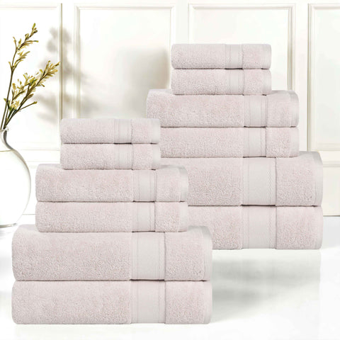 Belmont Zero Twist Cotton Medium Weight Absorbent 12 Piece Towel Set