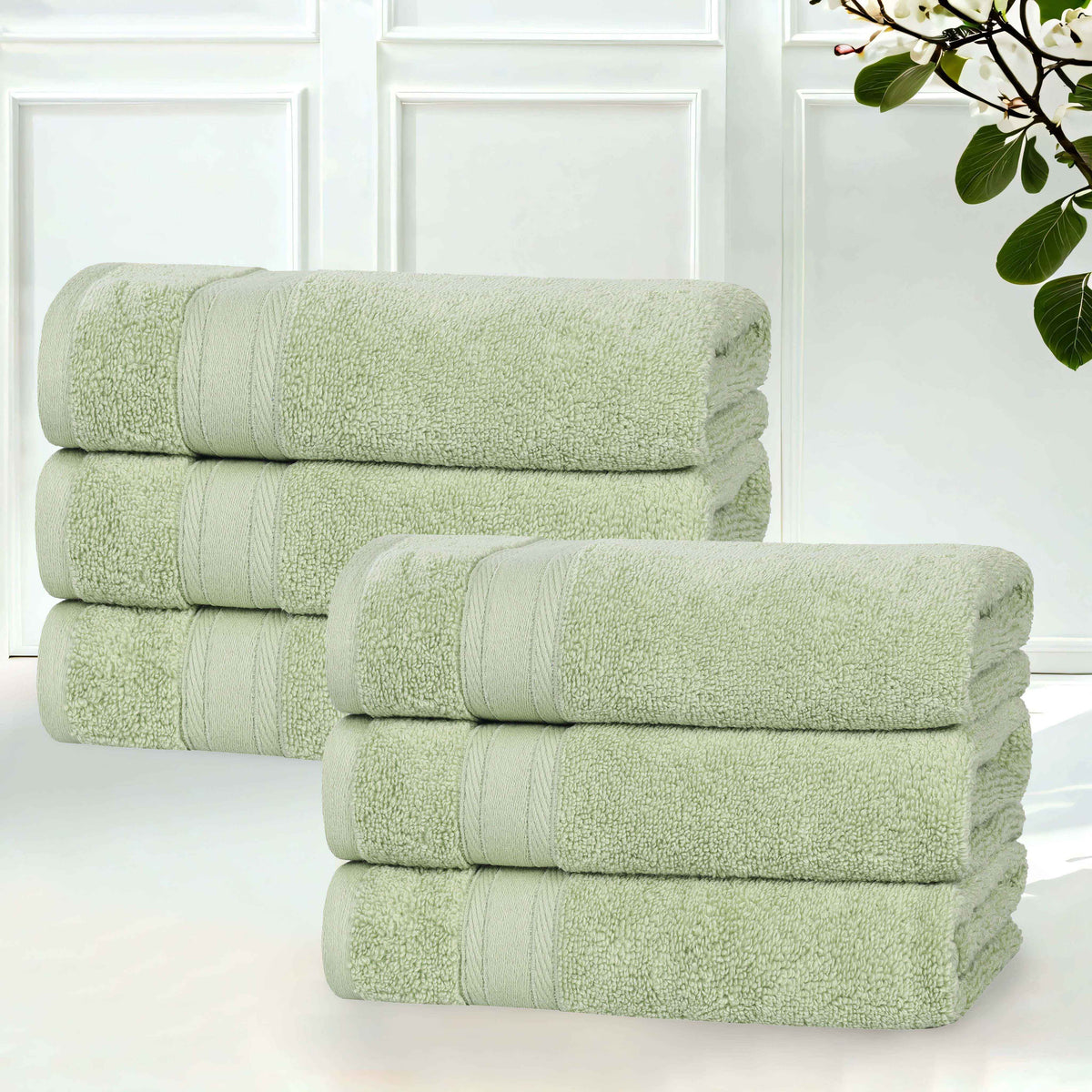 Belmont Zero Twist Cotton Medium Weight Hand Towels, Set of 6