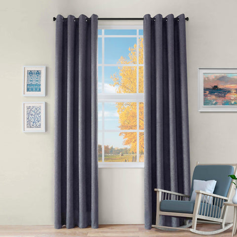 2 Panel Blackout Curtains Senna Solid Textured Grommet Window Panels