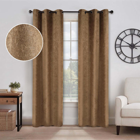2 Panel Blackout Curtains Senna Solid Textured Grommet Window Panels