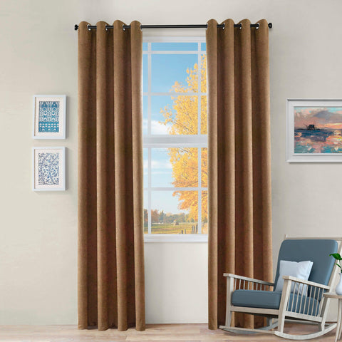 2 Panel Blackout Curtains Senna Solid Textured Grommet Window Panels