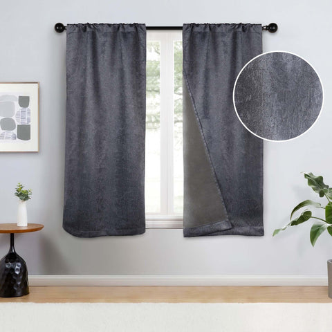 2 Panel Blackout Curtains Senna Solid Textured Grommet Window Panels