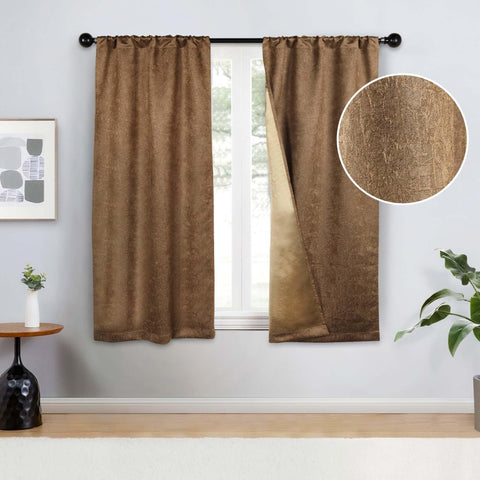 2 Panel Blackout Curtains Senna Solid Textured Grommet Window Panels