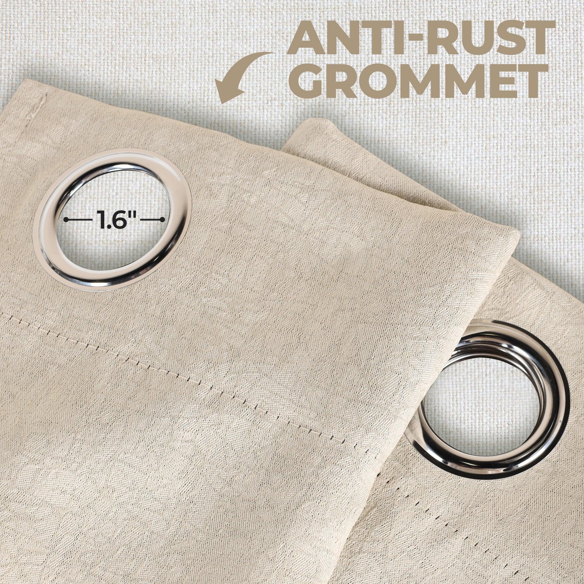 Blackout Senna Solid Textured Grommet Curtain Panels Set
