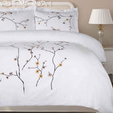 100% Cotton Blossom Floral Embroidered Duvet Cover Set