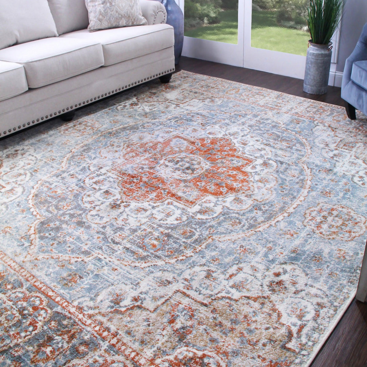 Bodhi Vintage Floral Medallion Indoor Area Rugs or Runner Rug
