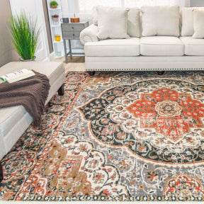 Bodhi Vintage Floral Medallion Indoor Area Rugs or Runner Rug