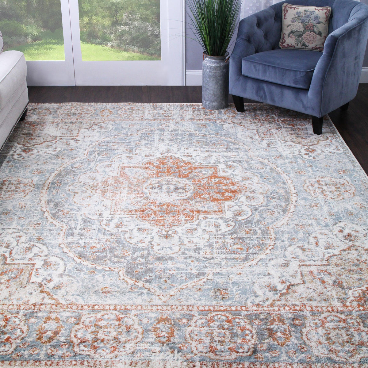 Bodhi Vintage Floral Medallion Indoor Area Rugs or Runner Rug