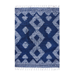Bohemian Geometric Indoor Plush Shag Area Rug with Tassels