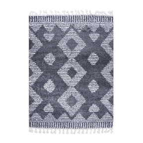 Bohemian Geometric Indoor Plush Shag Area Rug with Tassels