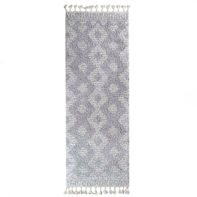 Bohemian Geometric Indoor Plush Shag Area Rug with Tassels