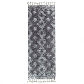 Bohemian Geometric Indoor Plush Shag Area Rug with Tassels