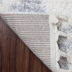 Bohemian Geometric Indoor Plush Shag Area Rug with Tassels