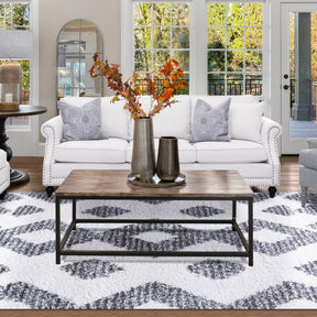 Bohemian Geometric Indoor Plush Shag Area Rug with Tassels