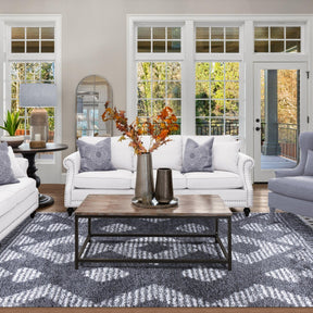 Bohemian Geometric Indoor Plush Shag Area Rug with Tassels
